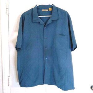 Vintage Havanera Men's Size XXL Button Up Shirt Blue Cuban Style Short Sleeve